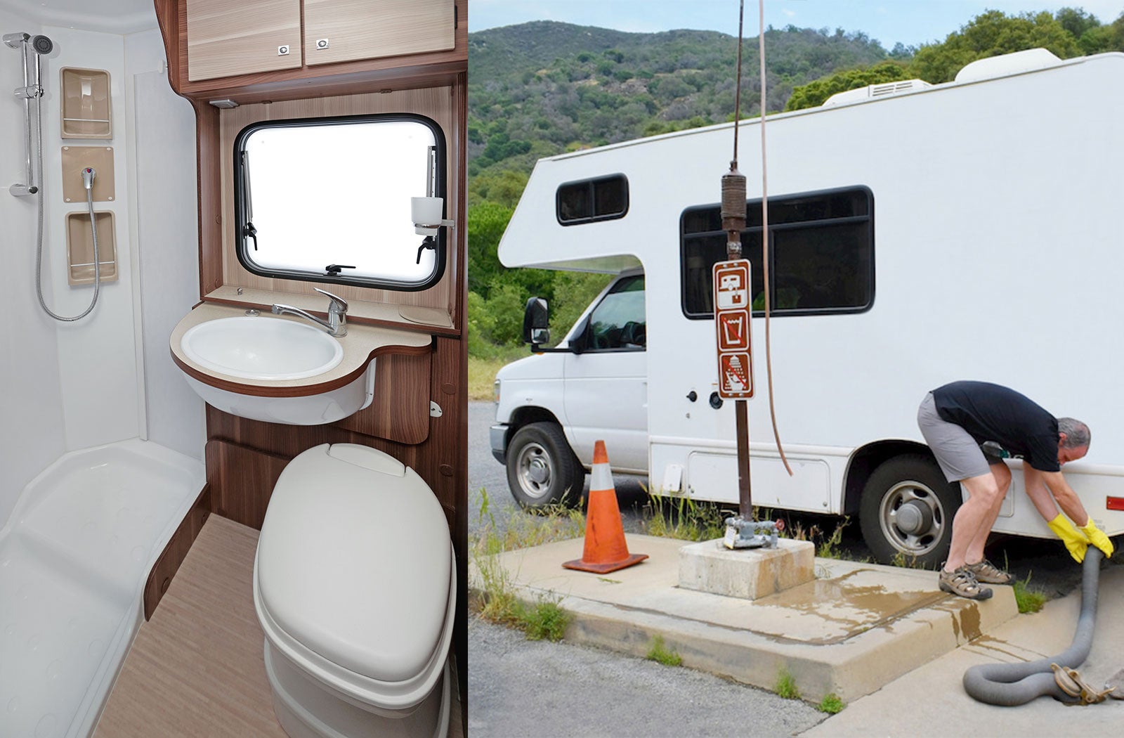 Portable RV/camper toilet and holding tank setup in Bellingham, Wisconsin